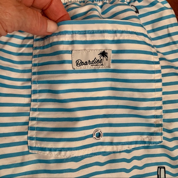 Boardies Blue and White Stripe Swim Trunks - Picture 8 of 12